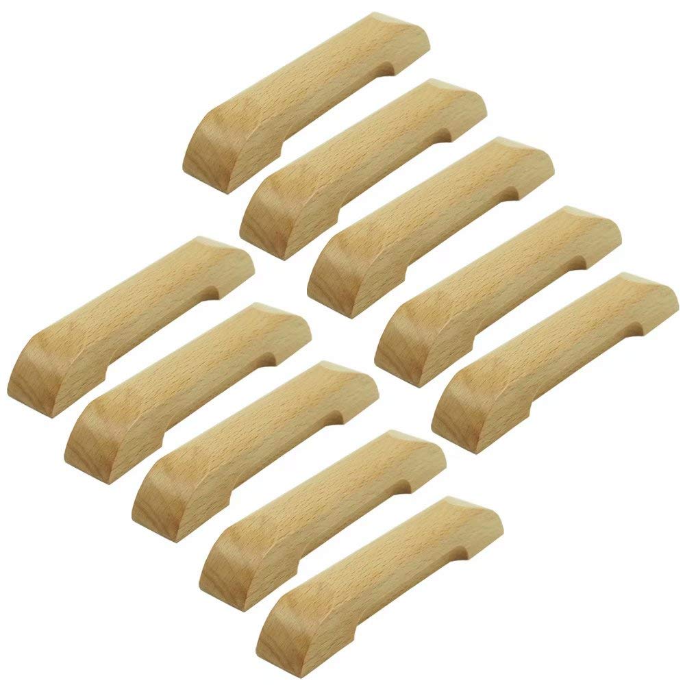 128 mm Schubladenknöpfe aus Holz, Massivholz, Schrankgriffe, Hardware, Möbel, Kommode, Kleiderschrank, Schrankgriffe, 10 Stück (Lochabstand: 128 mm)