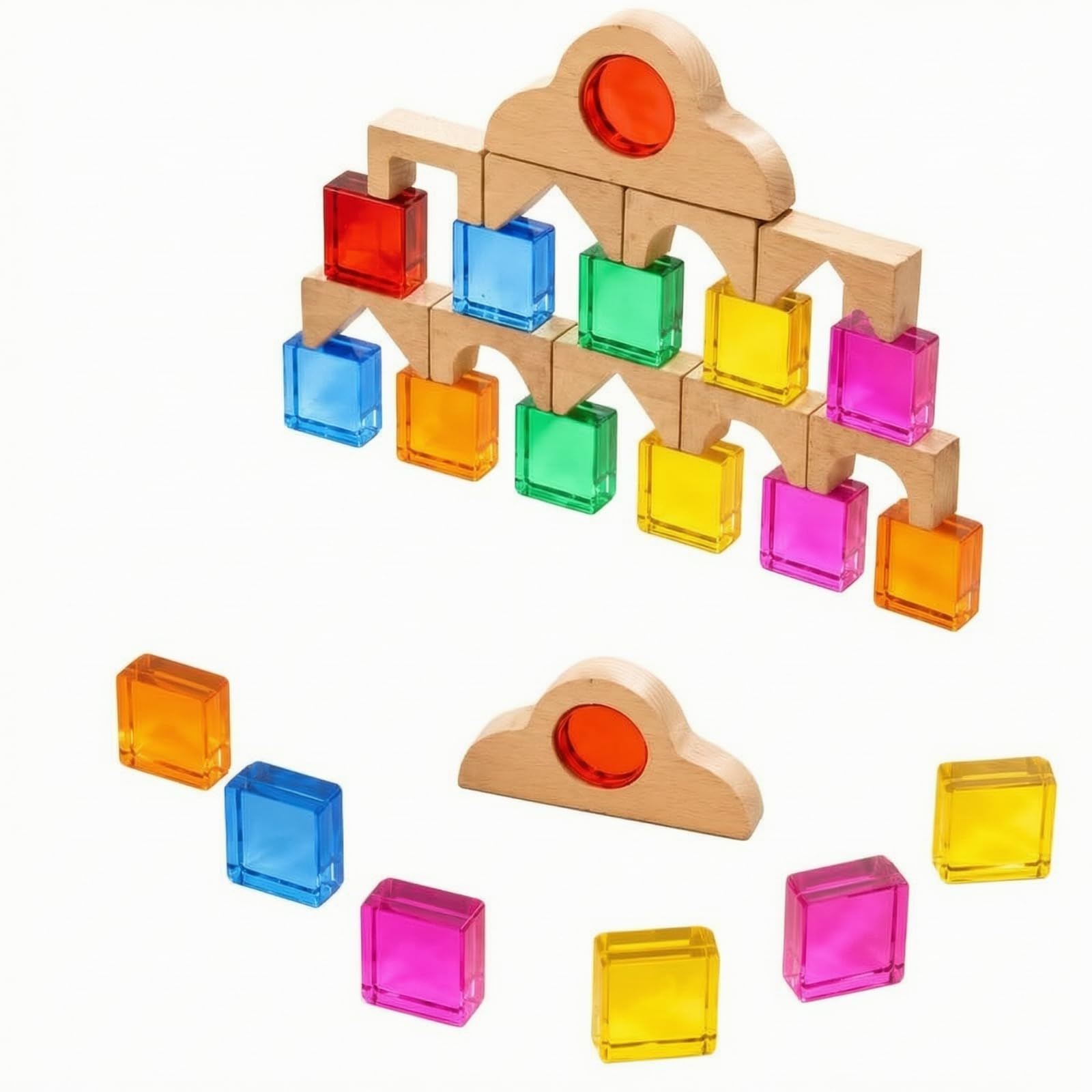 Gioco di Chiaroscuro Educativo Forme Geometriche Assortite, Curvo, Impilabili, Giocattoli, per Asilo