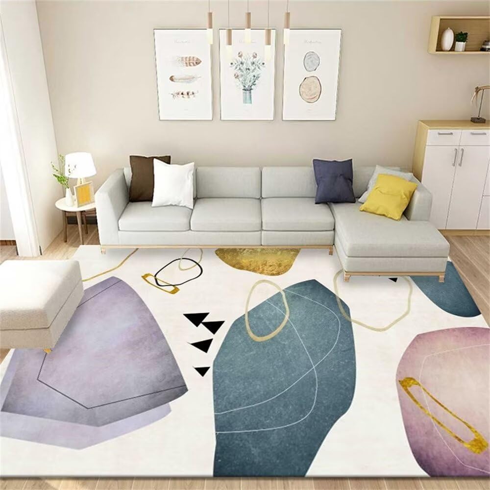 Tapis de couloir long beige 180x280 cm abstrait pour salon