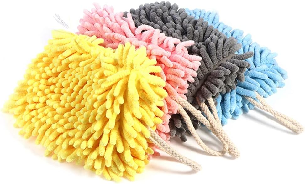 Hand Towel Kitchen Bathroom Hand Towel Ball with Hanging Loop Fiber Cloth Kitchen Towel(E)