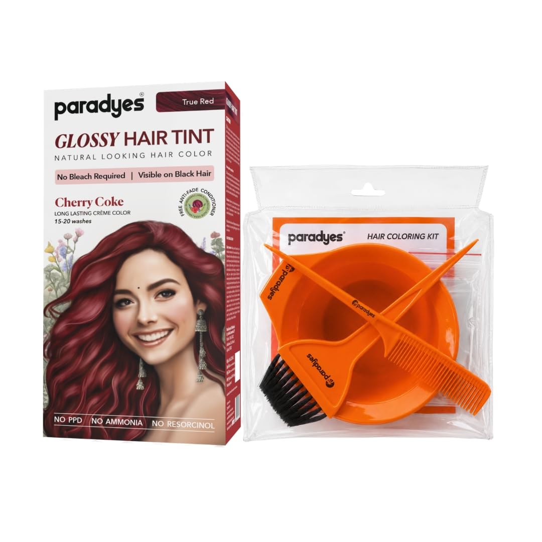 Paradyes Cherry Coke No Bleach Glossy Hair Tint with 7-in-1 Hair Colouring Kit-picture-19