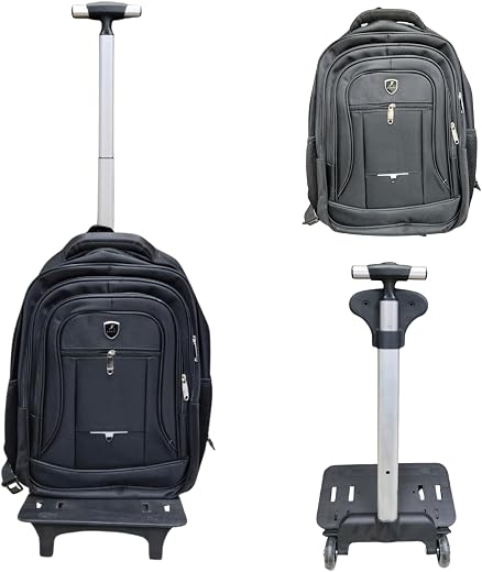 Premium 2-in-1 Trolley Backpack with Detachable Wheeled Base | Laptop, School &amp; Travel Bag | Spacious 3-Compartment School...