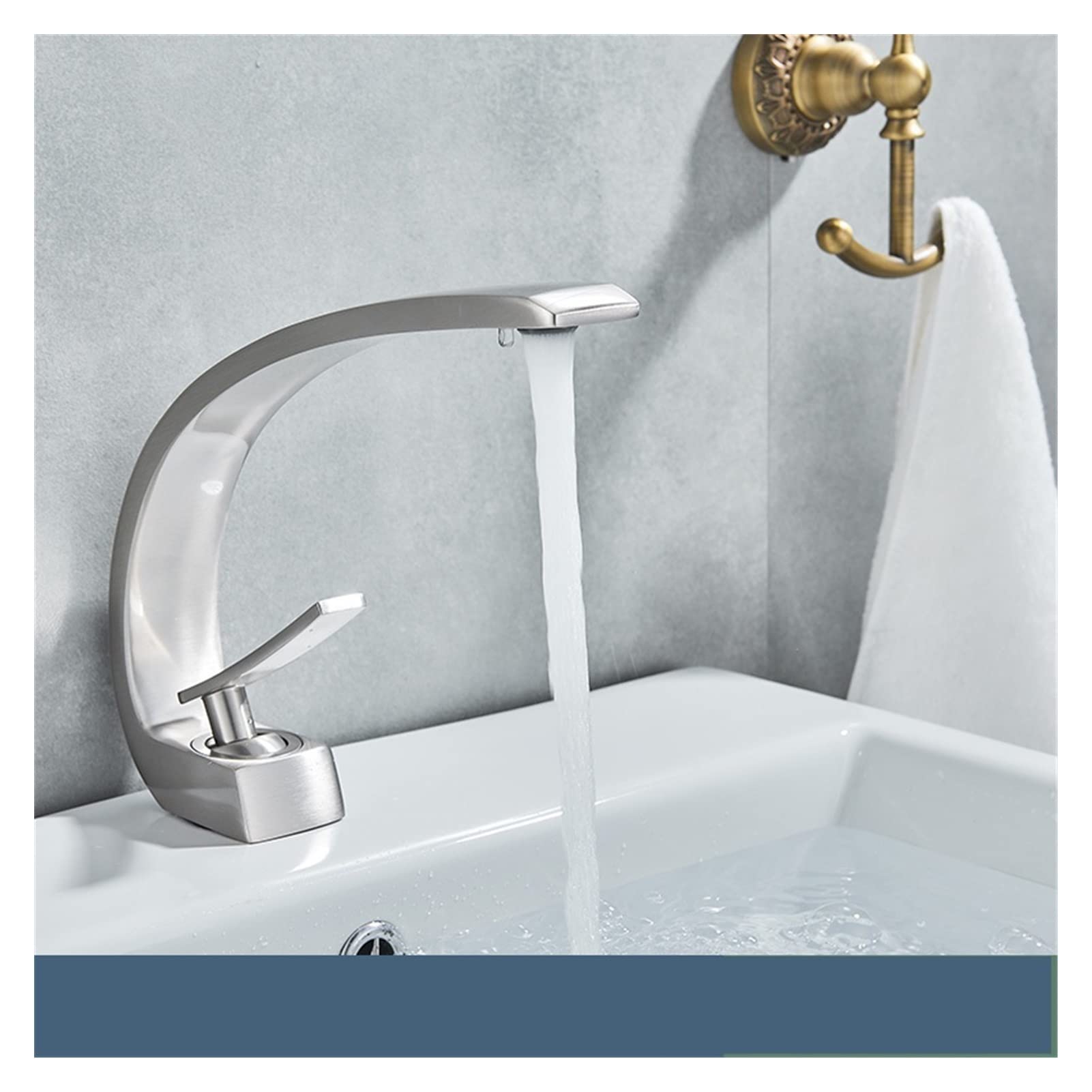 Mooilko Brushed Nicke Chrome Bathroom Basin Faucet Single Handle Polished Gold Faucet Hot Cold Mixer Taps Deck Mount Washbasin Crane Easy To Install(Brushed Nicke)