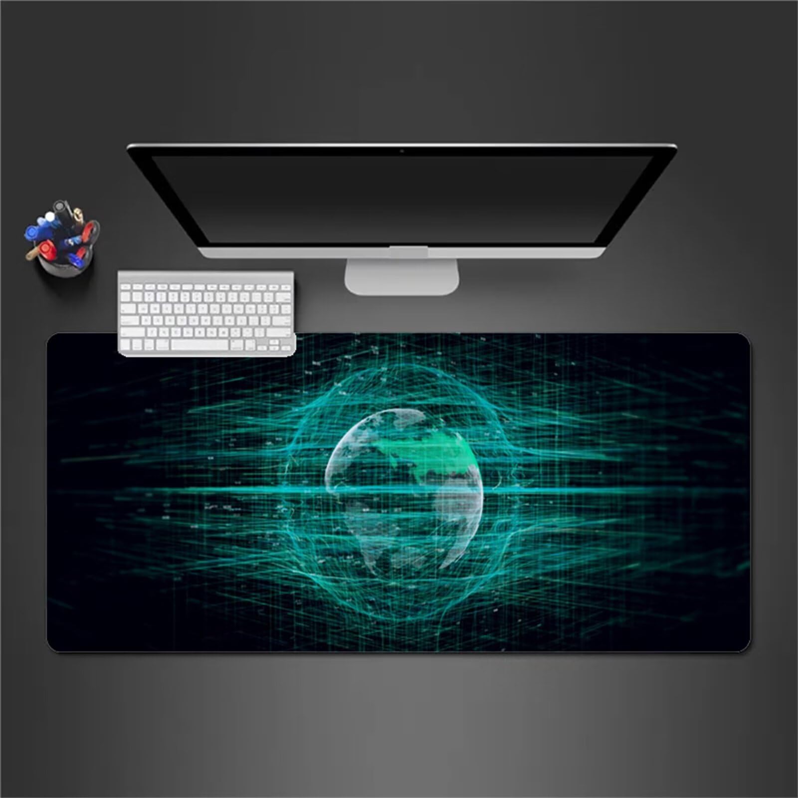 Alfombrilla Raton Gaming XXL 1200x600x2cm Alfombrilla de Ratón Grande Alfombrilla Gaming de Escritorio con Base Antideslizante para Gamers PC y Portátil (Verde Abstracto)