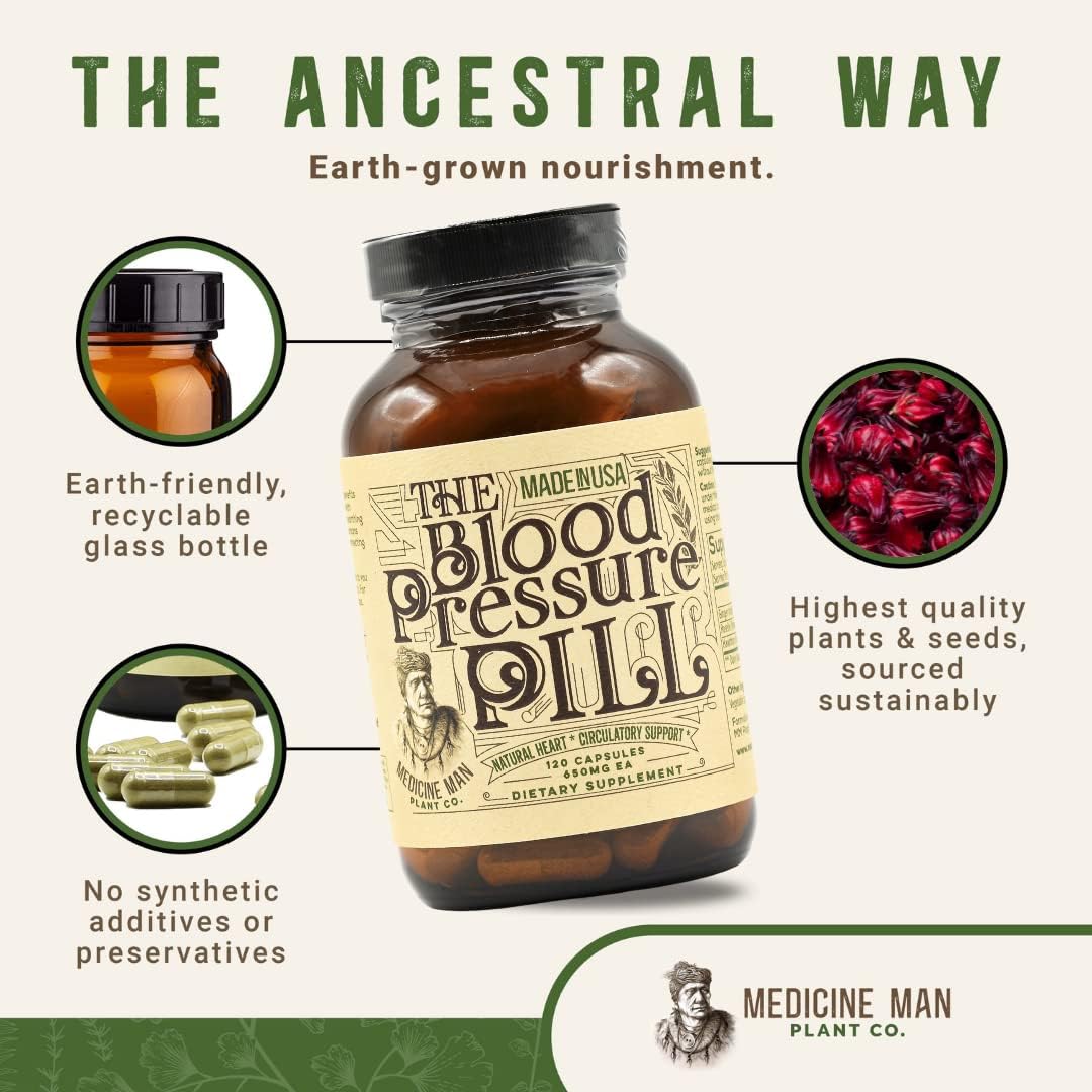 Blood Pressure Support Supplement - Blood Pressure Pill - Herbs to Lower Blood Pressure Naturally - Hawthorn Berry - Blood Circulation Supplement - High Blood Pressure Support - Heart Health - 120 Cap : Health & Household