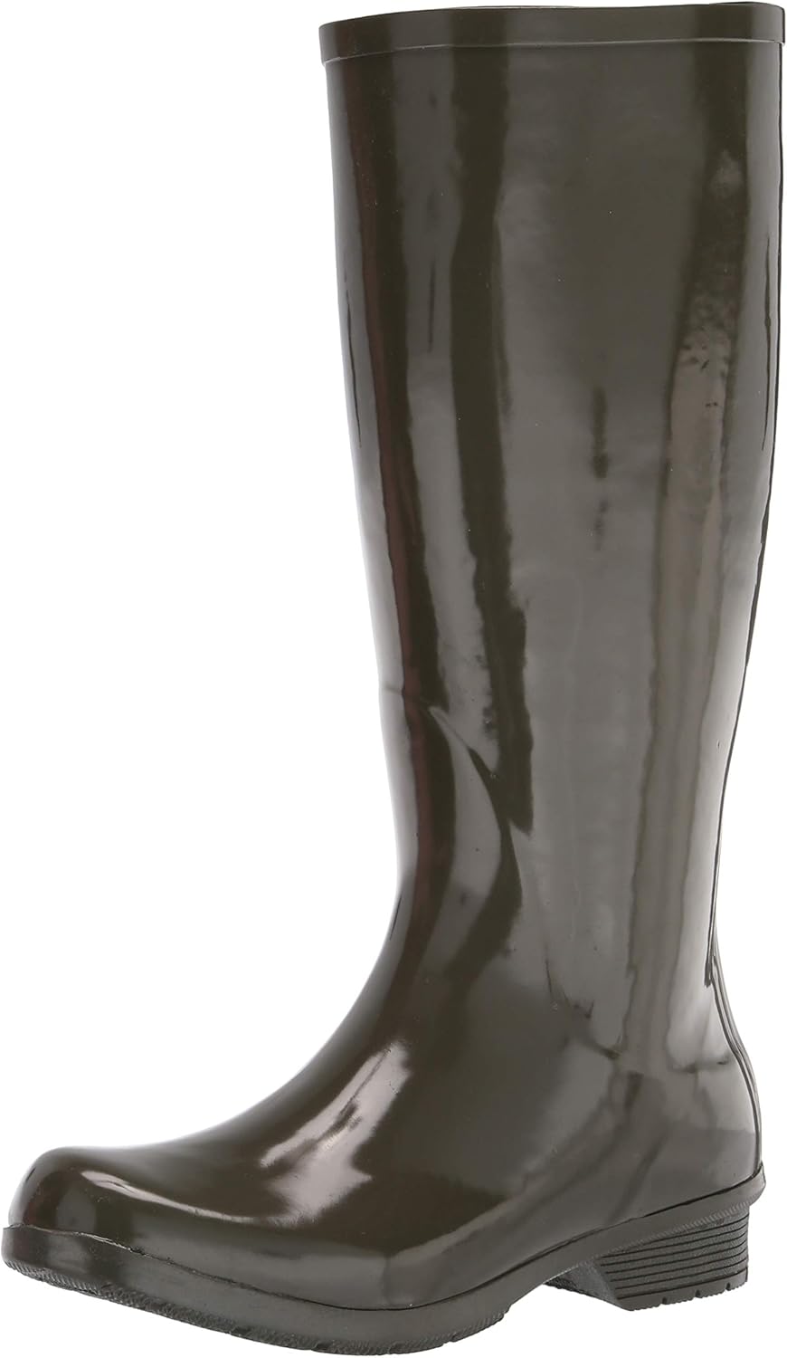 Chooka Womens Polished Tall Rain Boot, Olive, 6 US