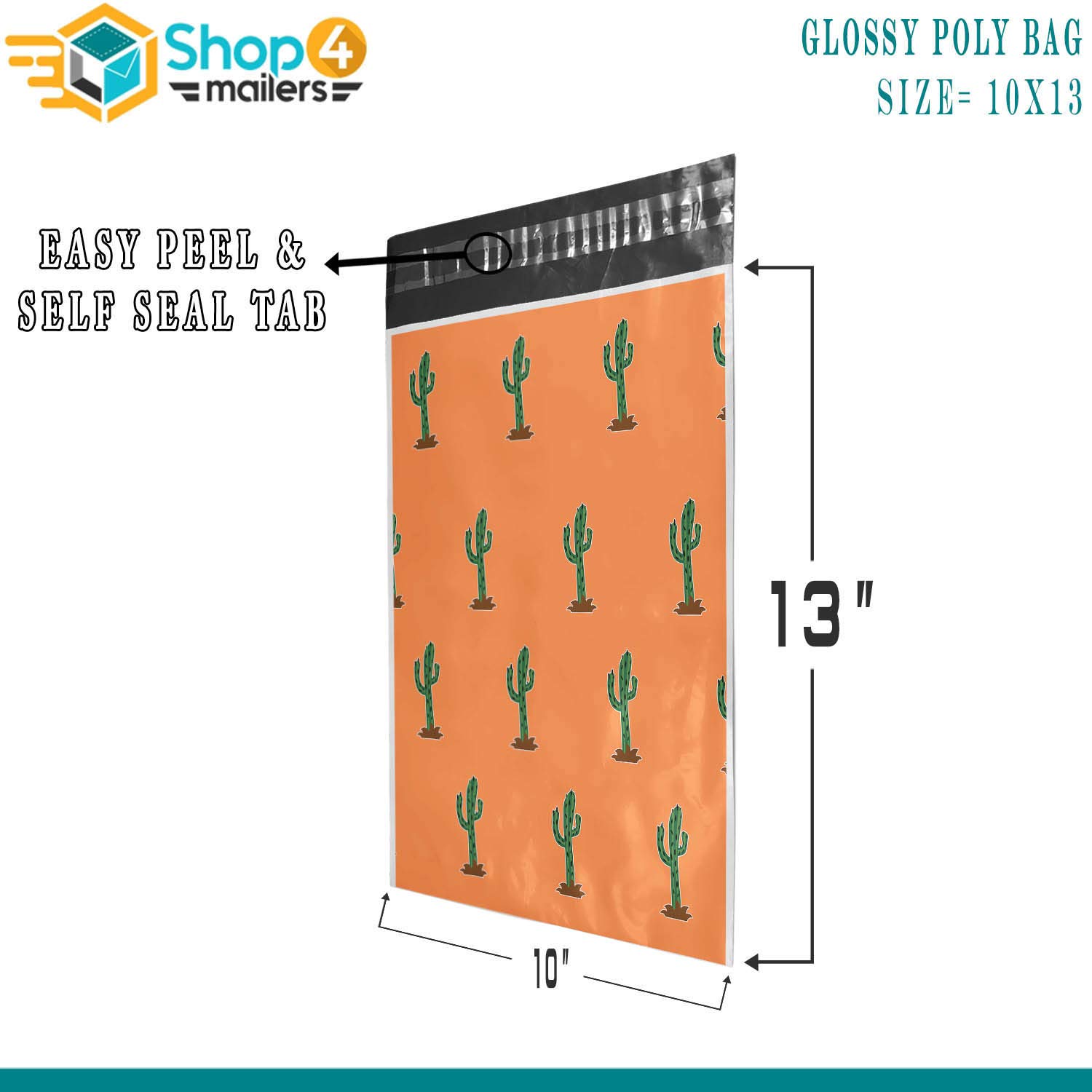 Amazon.com : Shop4Mailers 10 x 13 Glossy Orange Cactus Decorative Plastic  Poly Mailer Bags Waterproof Shipping Mailing Envelope 2 Mil  Permanent  Adhesive Seal (100 Pack, Cactus) : Office Products