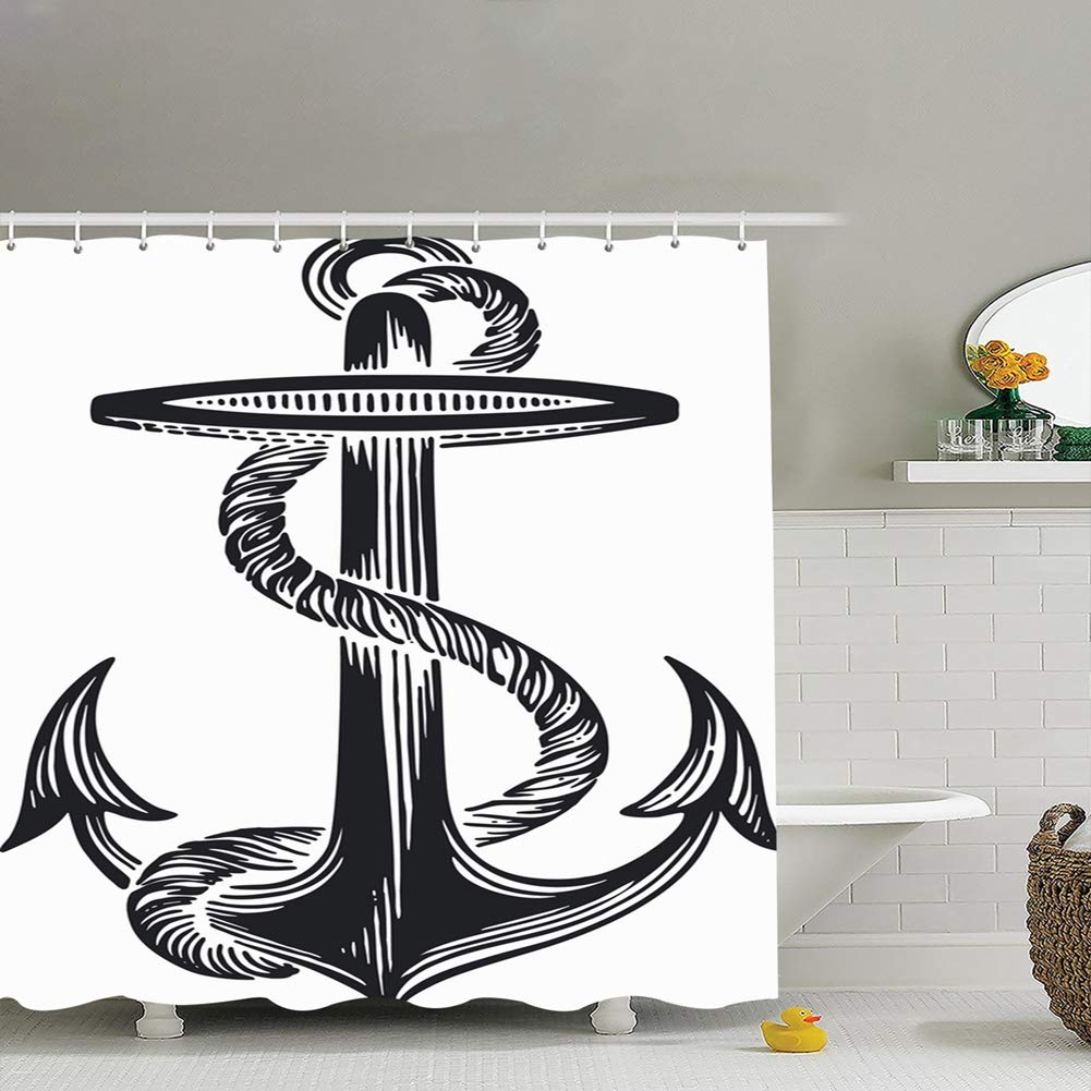 Best Anchor Style Ancient Engraving Illustrations Clip Art Objects Fabric Bathroom Decor Set With Hooks 60 X 72 Inches Buy Online In El Salvador Missing Category Value Products In