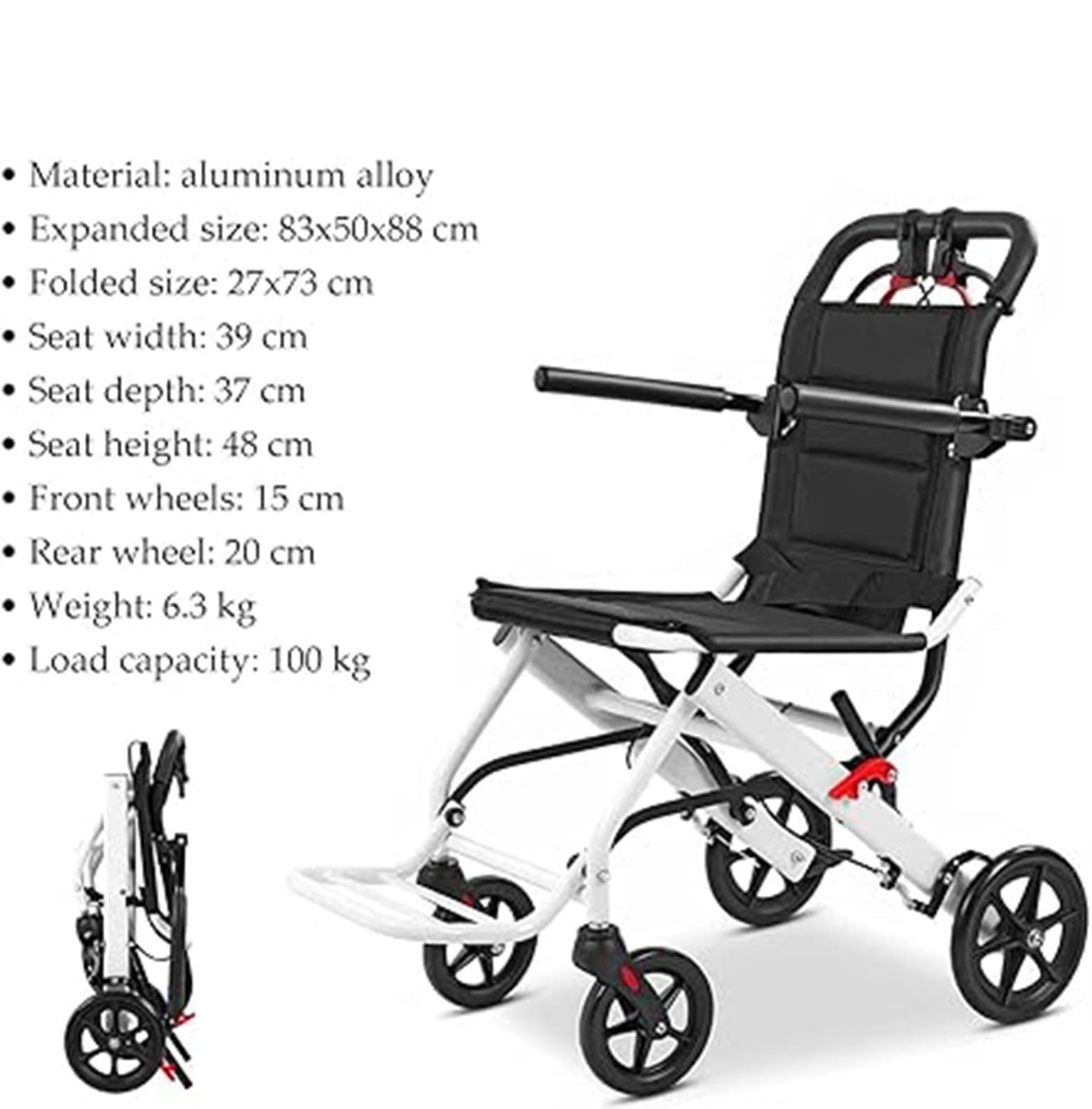Silla De Ruedas Silla De Ruedas De Viaje Ligera Y Plegable Con Freno De Tambor Silla De Ruedas Portátil Ultraligera Para Adultos Niños Y Ancianos A