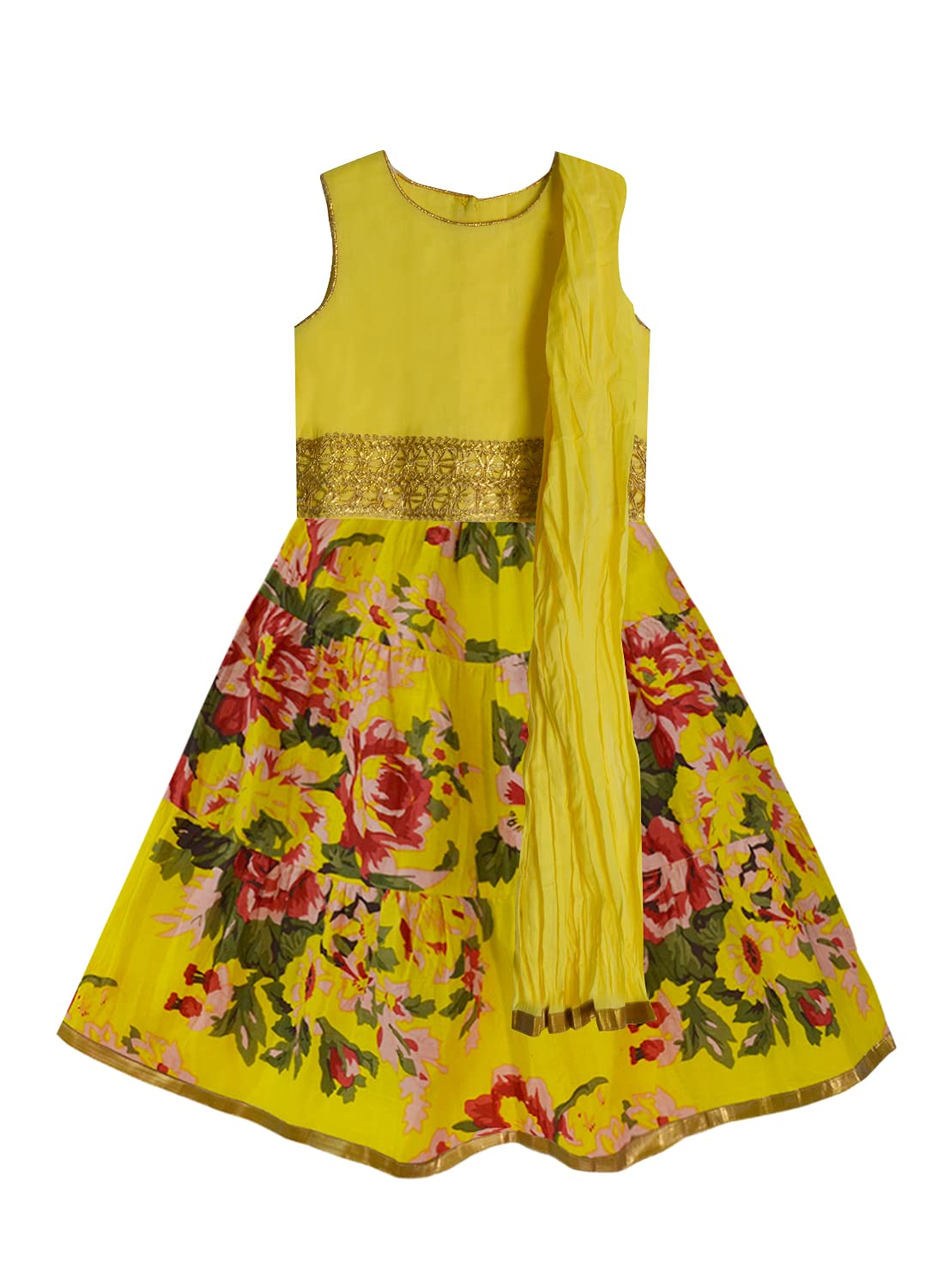 A.T.U.N. (ALL THINGS UBER NICE) Conjunto Lehenga Choli estampado de poliéster para niña | Conjunto de ropa étnica para ocasiones de festival