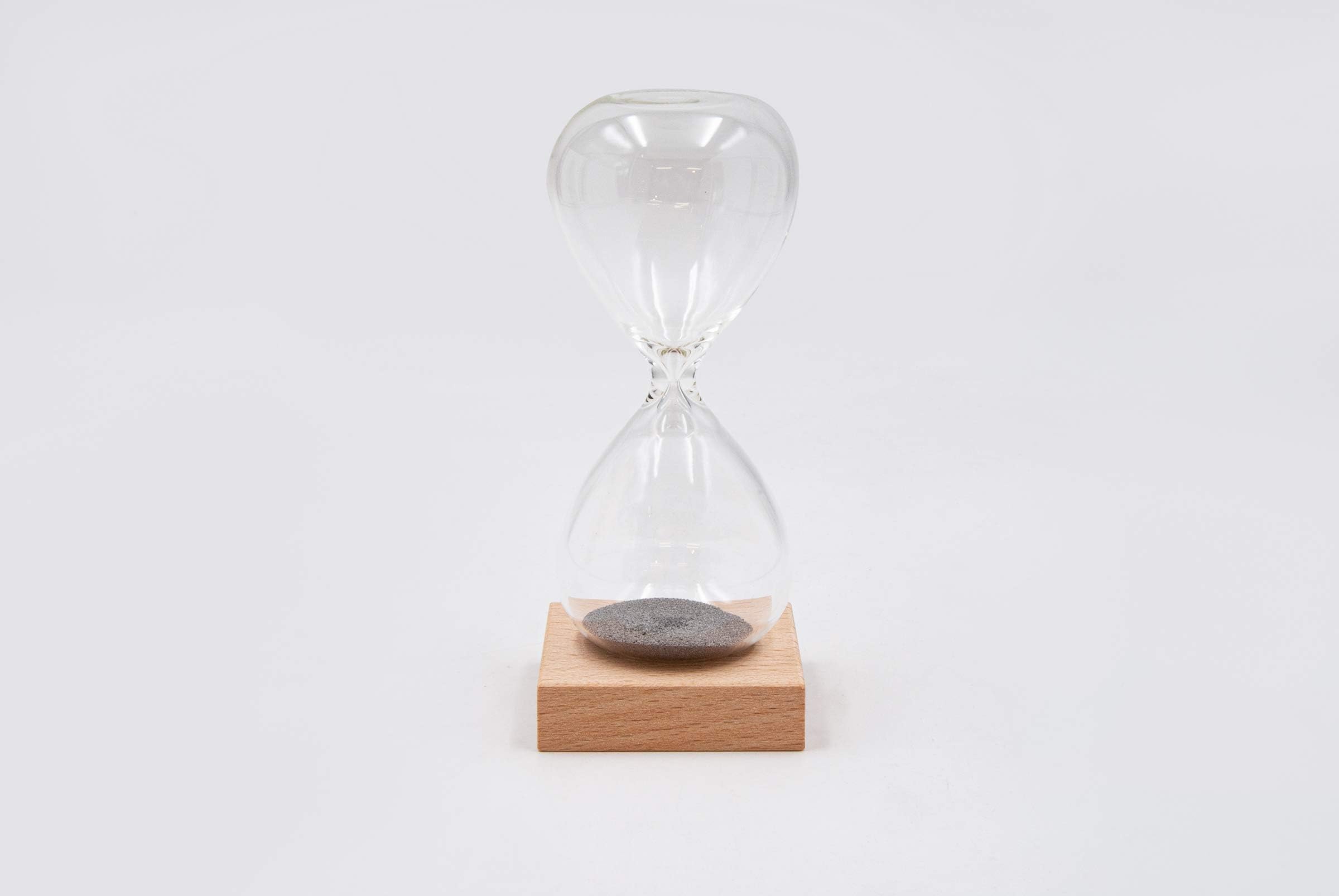 Mascagni Magnetic Hourglass Sand Timer Height 13 cm Wooden Base Beech Oak Sand/Grey