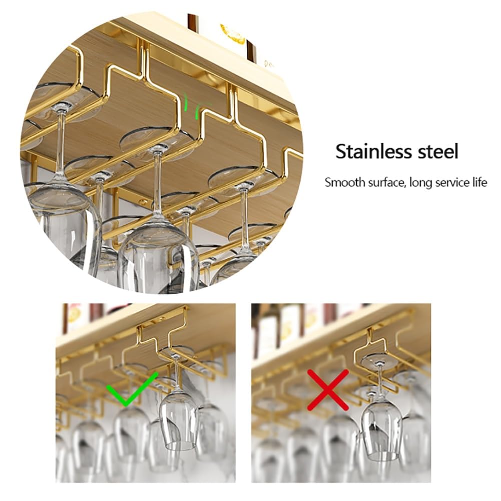 Porte-verres à Vin Suspendu Doré - Support Sous Armoire Métallique 3 à 7 Places (33.5 à 77 Cm)