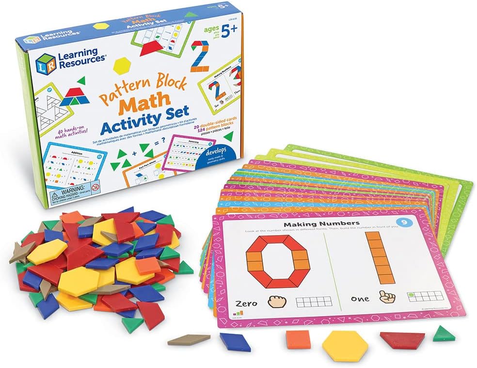 Learning Resources Pattern Block Math Activity Set for Preschool Education
