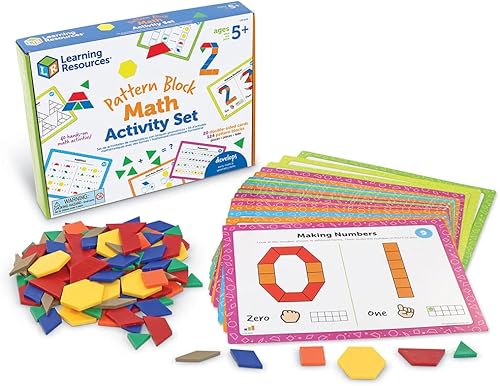Learning Resources Juego de actividades matemáticas de bloques de patrones, juegos de matemáticas para niños, juegos educativos, matemáticas