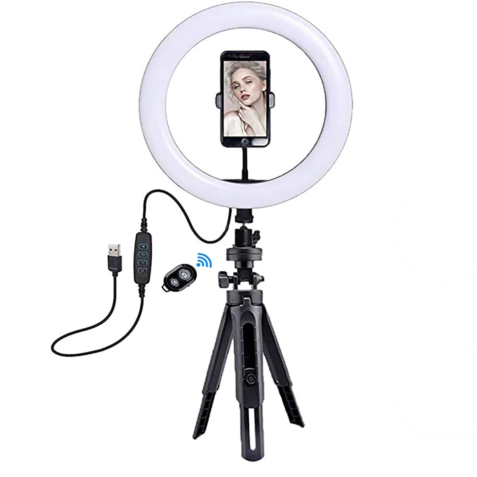 Anello Luminoso da 10 Pollici, Mini Anello Luminoso con Supporto per treppiede e Telecomando Bluetooth, Anello Luminoso da Tavolo per Trucco, Youtube, Selfie, Realizzazione di Video