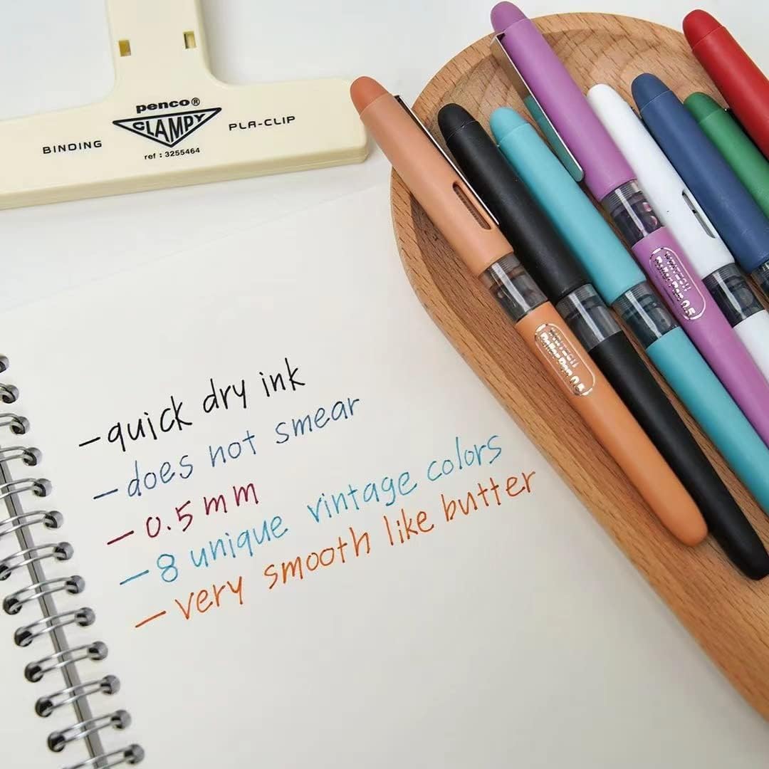 Writech Liquid Ink Rollerball Pens, 0.5mm Extra Fine Point Pens Smooth Writing Quick Dry Roller Pens 8 Assorted Colors for Journaling, Drawing & Sketching (Vintage) : Office Products