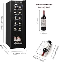 Vista 3 de Winado Refrigerador de vino con compresor de 12 botellas con temperatura ajustable, mini refrigerador de vino compacto independiente con control