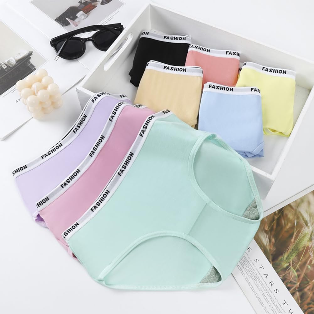flintronic Lot de 8 Culotte pour Adolescente Fille, Filles Adolescentes sous-vêtements Doux, Culotte sous-vêtements Slip Uni Fille, Confortables Respirantes, Ado 8 à 16 Ans(L)