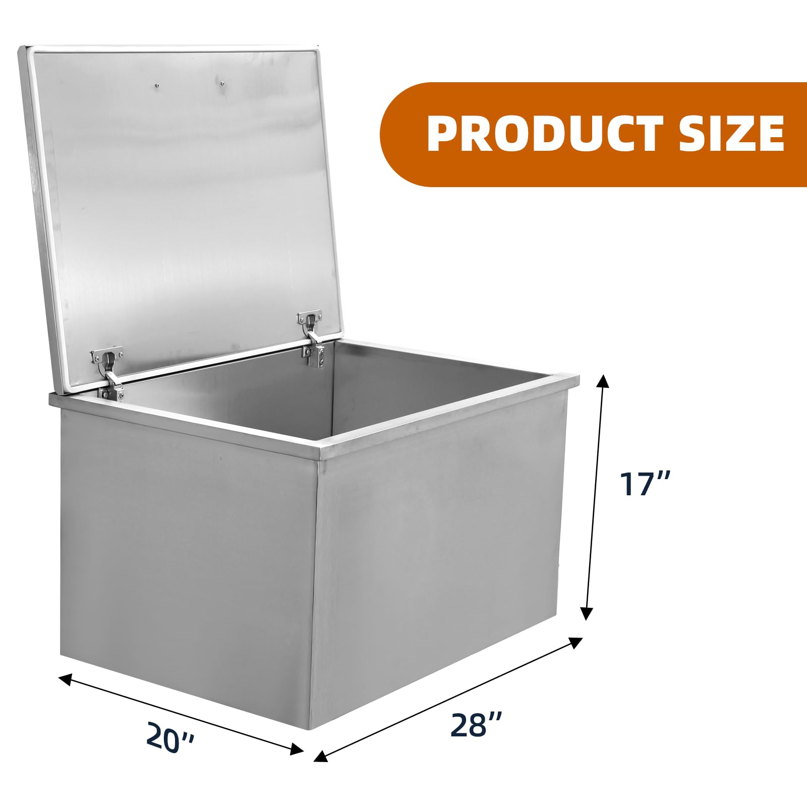 107L Edelstahl Drop-In Eisbehälter für Outdoor-Küche, Edelstahl Einbau-Eisbehälter mit Klappdeckel, Ablaufrohr & Stöpsel, Perfekt für Gartenbar & Grill, Kühler für Getränke, Wein & Bier, 71×50×43cm
