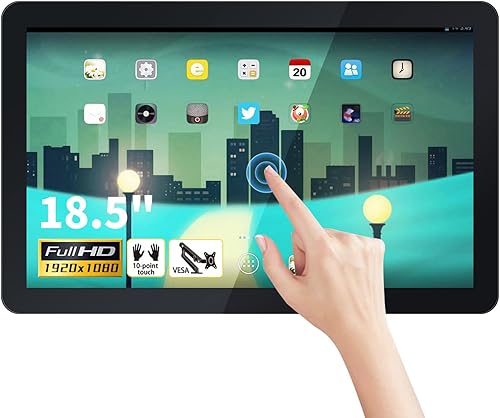 Tablet con monitor de pantalla táctil Android 11 de 18.5 pulgadas, FHD 169 1080P, WiFi y BT, altavoces incorporados, RK3568 2GB RAM y 32GB ROM,
