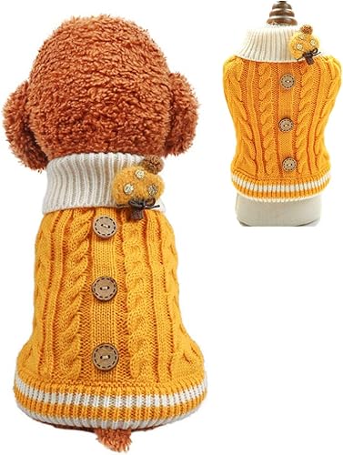 Suéter de punto para perros pequeños, gatos, ropa gruesa y cálida para cachorros, cuello alto, elástico, chihuahua, bulldog y perro salchicha (XS,