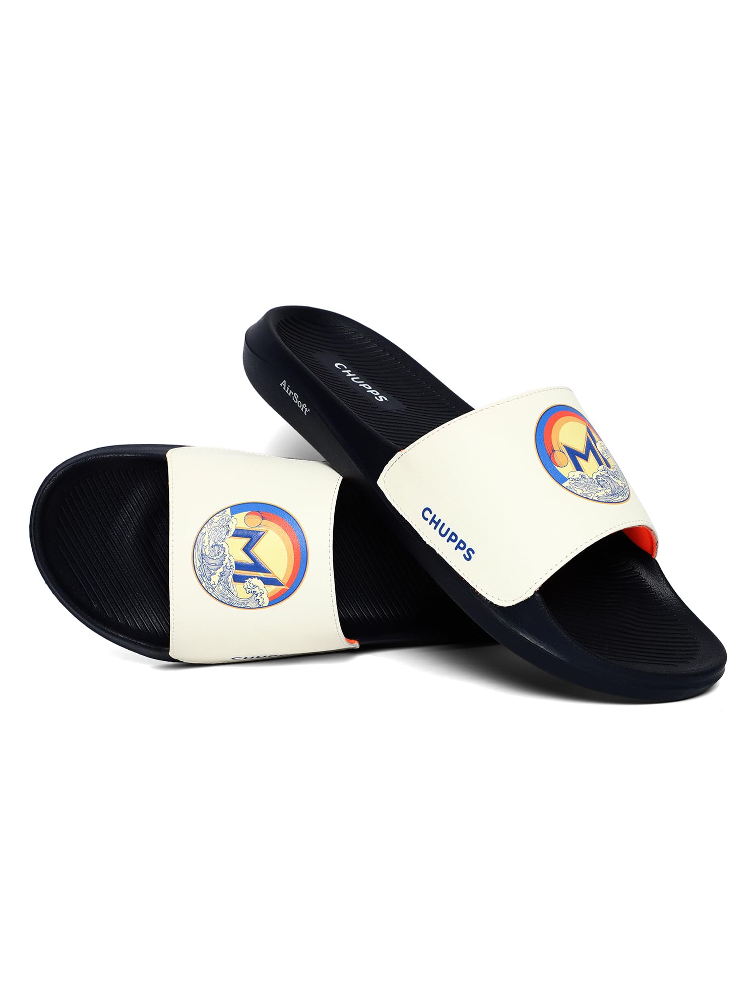 X Mi Surge White & Navy Drift Orthopedic Slippers | Soft Footpharma Footbed | Breathable Ventilation Holes | Lightweight Flip Flops | Anti-Skid Chappals for Everyday For Mens-image-21