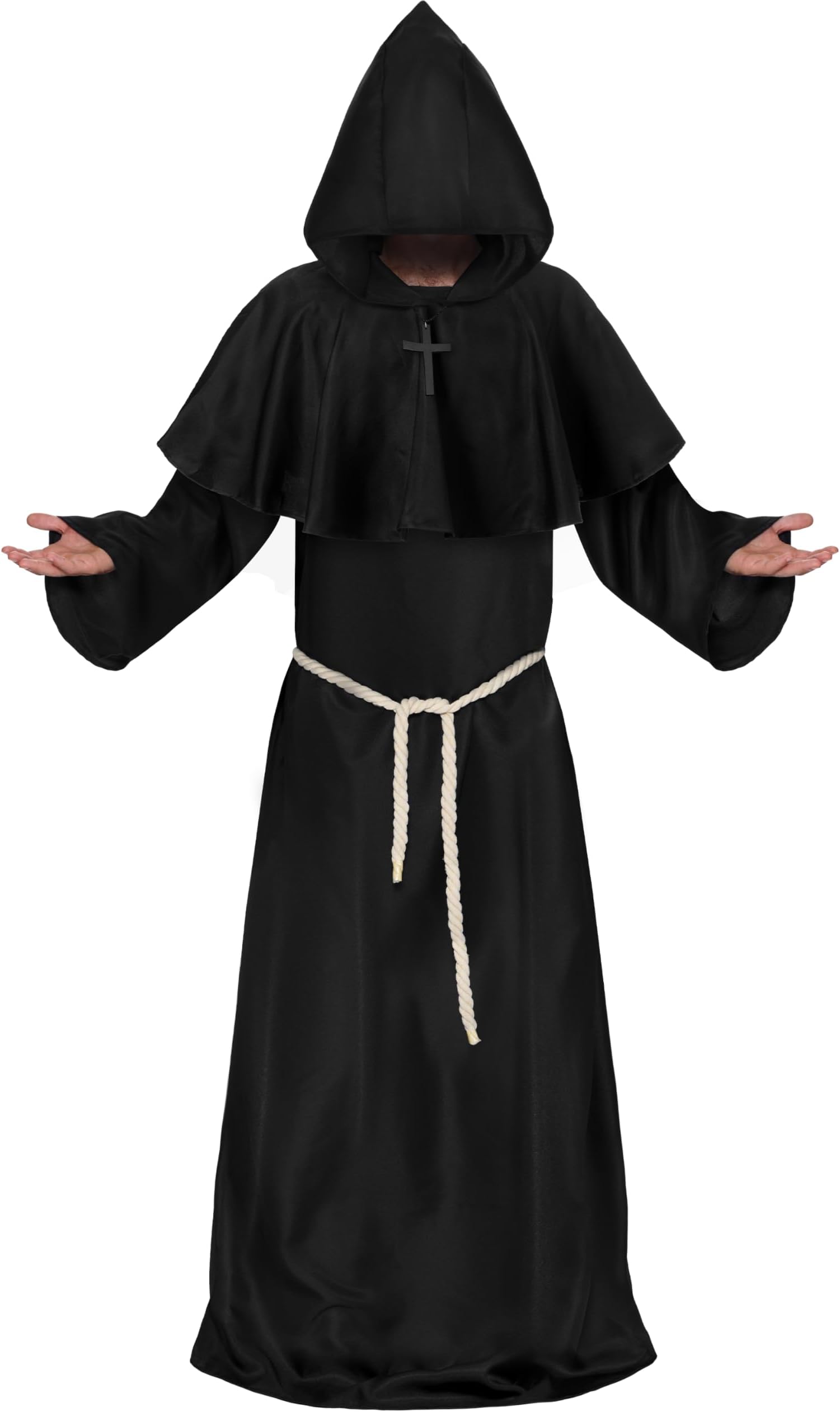 Spooktacular CreationsAdult Medieval Hooded Monk Cloak Renaissance Priest Robe Halloween Costume (Large)