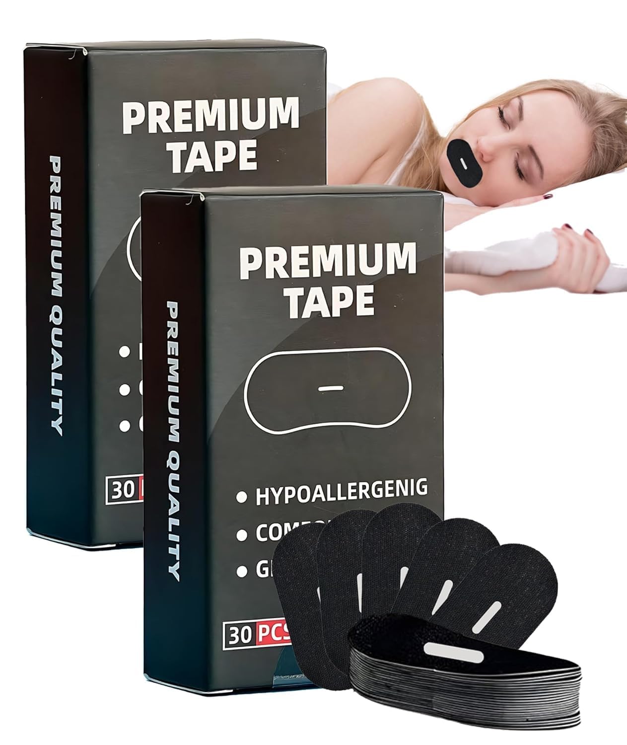 CESITRA 30-Conut Anti-Snore Mouth Tape Mute Snoring Tape for Mouth Breathing Sleep Mouth Tape Improves Breathing Abnormalities Safe Adhesive Pre-cut Anti-Snore Mouth Tape for Kids Adults