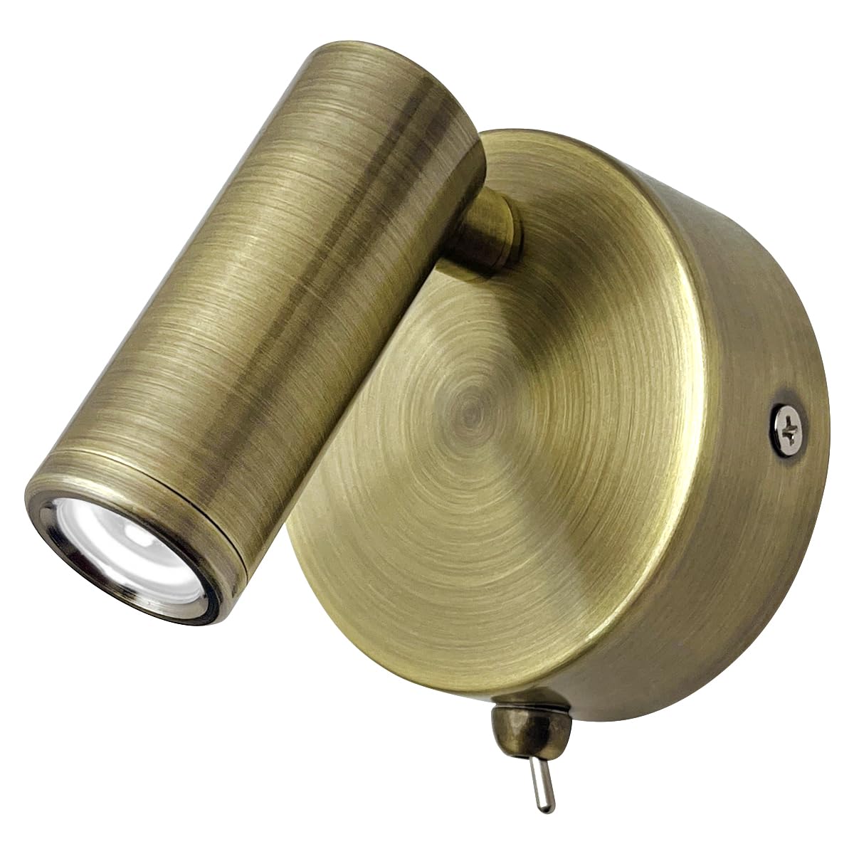 Long Life Lamp Company Brass Adjustable Antique Wall Mounted Bedside Light Switched Cool White Bw14
