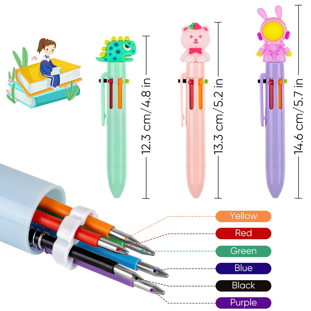 Penne Creative Regalo Bambini 12 Penne Divertenti Retrattili 3 In 1 - Penna, Stilo Touch E Pulisci Schermo Penna 3 In 1 Scrivere Touch Pulire
