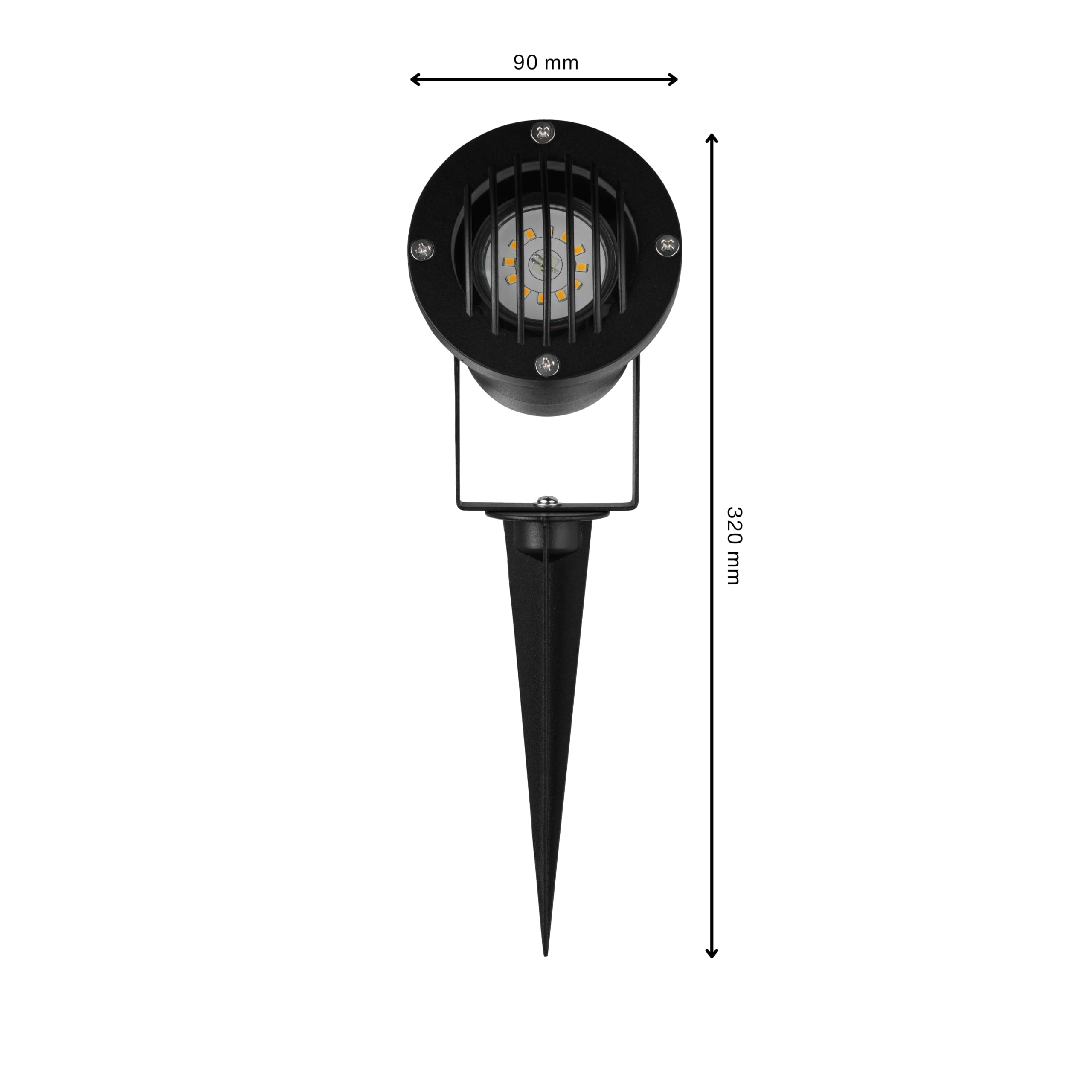 REV Juego de iluminación de jardín (12 luces orientables para senderos, carcasa de aluminio IP65, 230 lm, 3 W, cable de 1,5 m, altura de 32 cm, color negro)