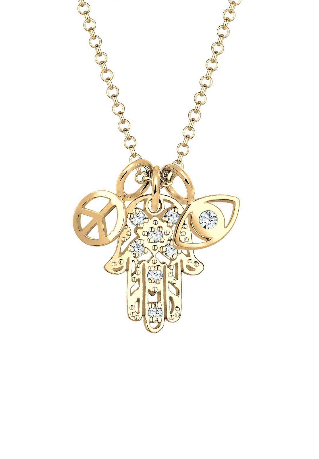 Elli Necklace Talisman Crystal Hamsa Gold Plated 925 Sterling Silver