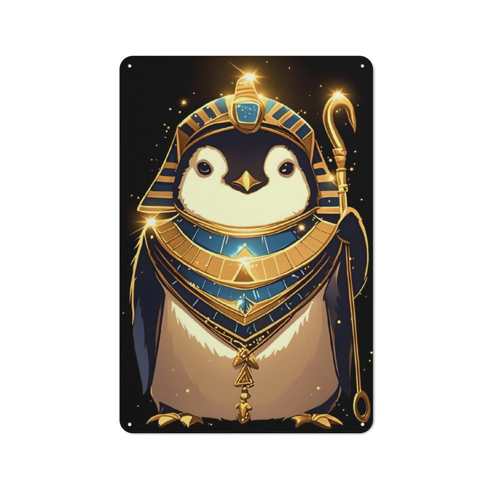 Junmoney Pharaoh Penguin Rustic Metal Sign With Design 30X20cm, Farmhouse Farmhouse Wall Decor For Dining Room, Cafe, Entryway Or Family Room