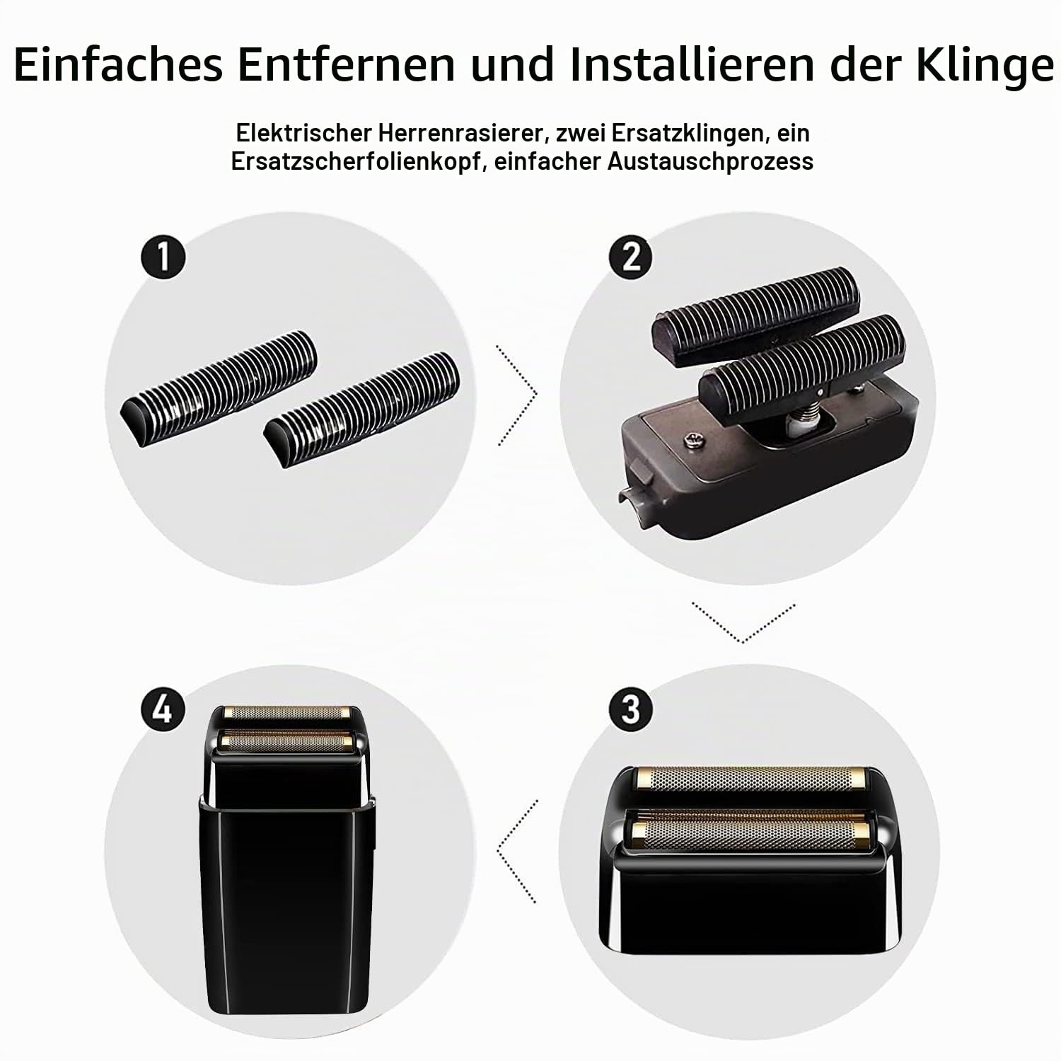 Ersatzscherköpfe kompatibel mit BaByliss Foil Shaver (Black/4)