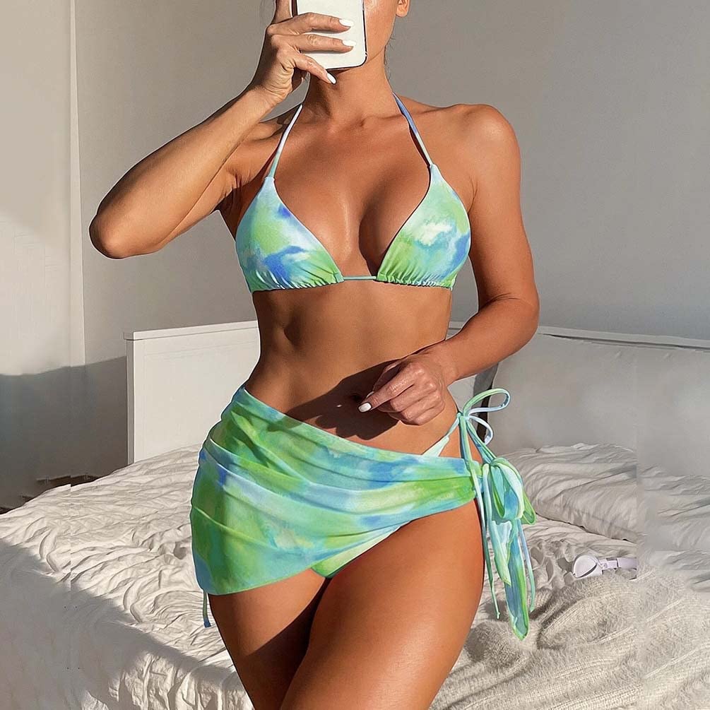 Bikini Da Donna Set 3 Pezzi Costume Da Bagno Camicetta Con Stampa Floreale Costume Da Bagno Con Spacco In Vita Costume Da Bagno Tankini Abbigliamento Da Spiaggia Costumi da Bagno ( Color : B , Size :