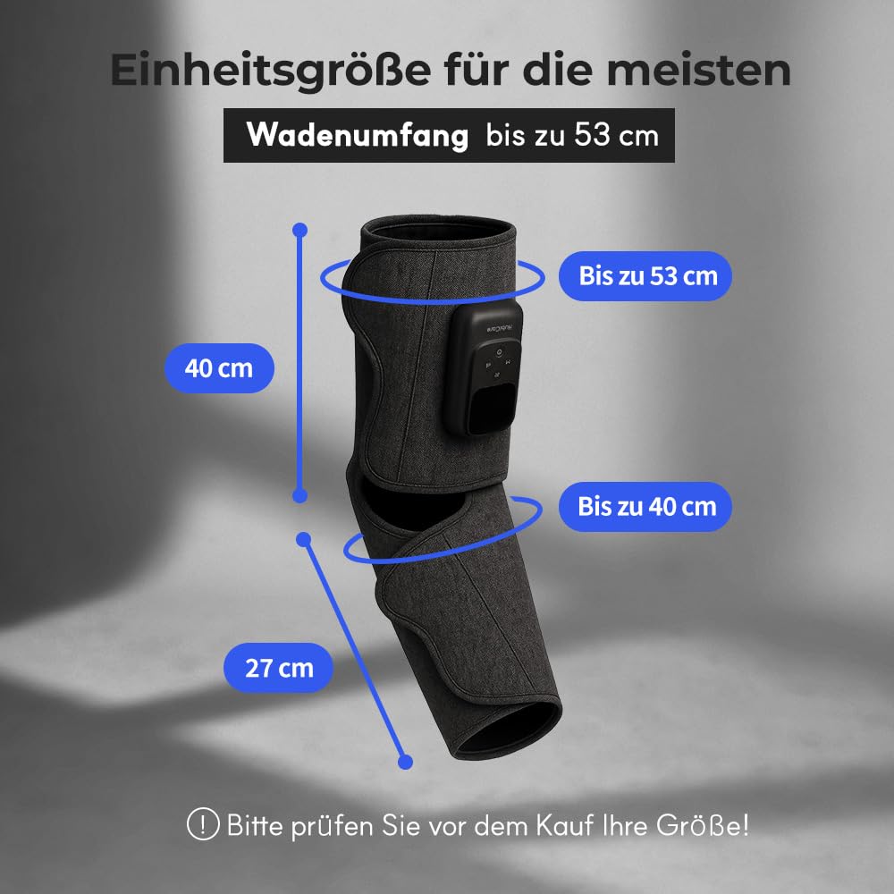 HuBDIC HubiCare Kabelloses Waden- und Fußmassagegerät mit Wärme- und Luftkompression für Durchblutung und Schmerzlinderung, 5 Modi mit 5 Intensitäten, reduziert Schwellungen, Muskelentspannungsgerät