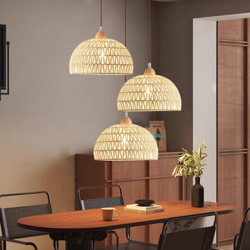 Wisząca lampa sufitowa boho rattanowa nowoczesna lampa wisząca jadalnia naturalny kosz lampa pleciony abażur lampa Wabi-sabi do salonu sypialni przedpokoju kuchni wnętrze ing Chandel