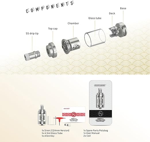 Amazon 電子タバコ Siren 2 Mtl Rta Gta アトマイザー Digiflavor Siren2 デジフレーバー サイレン 24mm Gunmetal Vape Steez アトマイザー