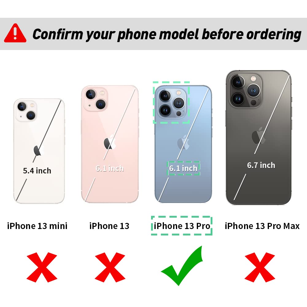 LAMEEKU Wallet Case Compatible iPhone 13 Pro, Crossbody Case Quilted Leather Card Holder with Wrist Strap Protective Bumper Case Compatible with iPhone 13 Pro, 6.1 Inch-Burgundy