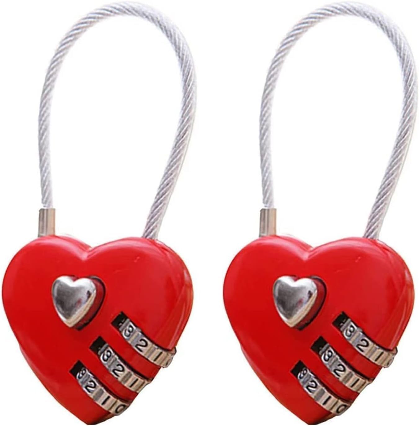 Mini Love Heart Lock,Red Heart Padlock, Mini Code Lock,Bags/Suitcase/Lockers/Backpacks/Jewelry Boxes Wire Rope 3-Digit Code Combination Padlock for Travel