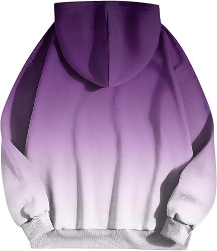 Miniatura 2 de WENKOMG1 Sudadera con capucha para hombre con estampado degradado de manga larga para invierno y otoño, sudadera deportiva activa con bolsillo