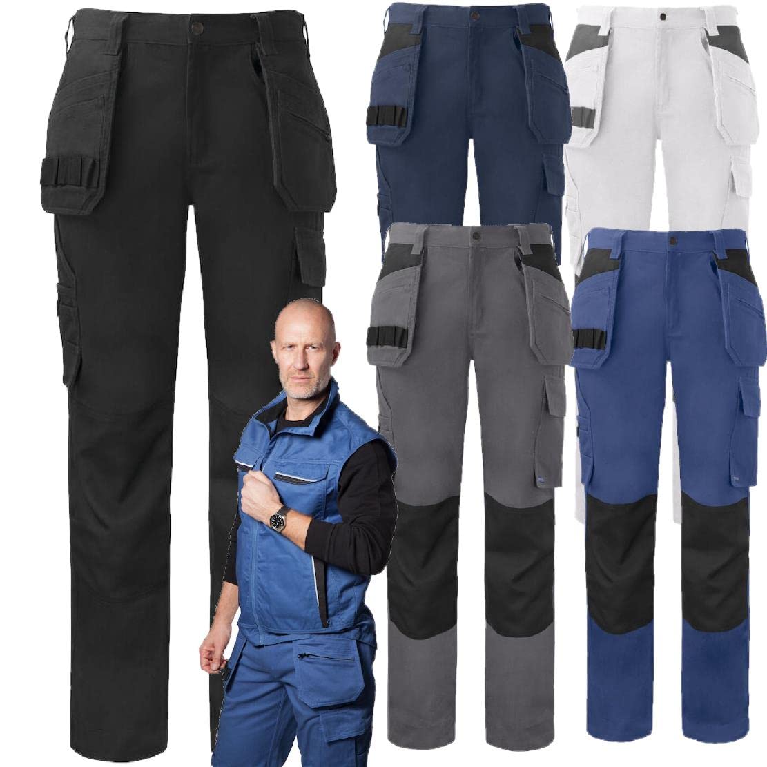 Pantalone Uomo da Lavoro Multitasche e Porta Attrezzi Personalizzabile Projob PS 33318-BS
