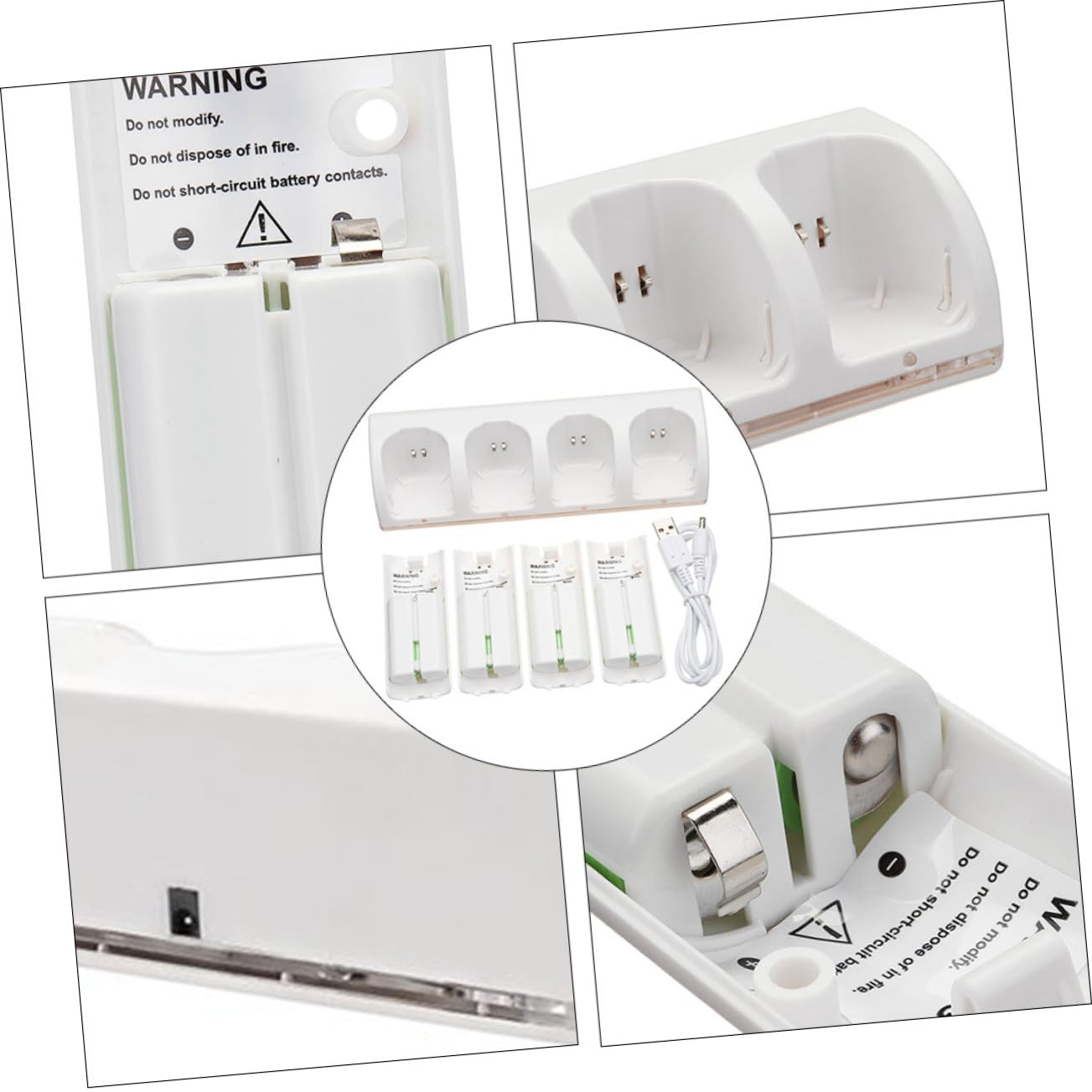 Gatuida Adattatore per Pile Slot di Ricarica Stazione di Ricarica Batteria Caricabatterie USB Resistente e Riutilizzabile Compatto e Bianco