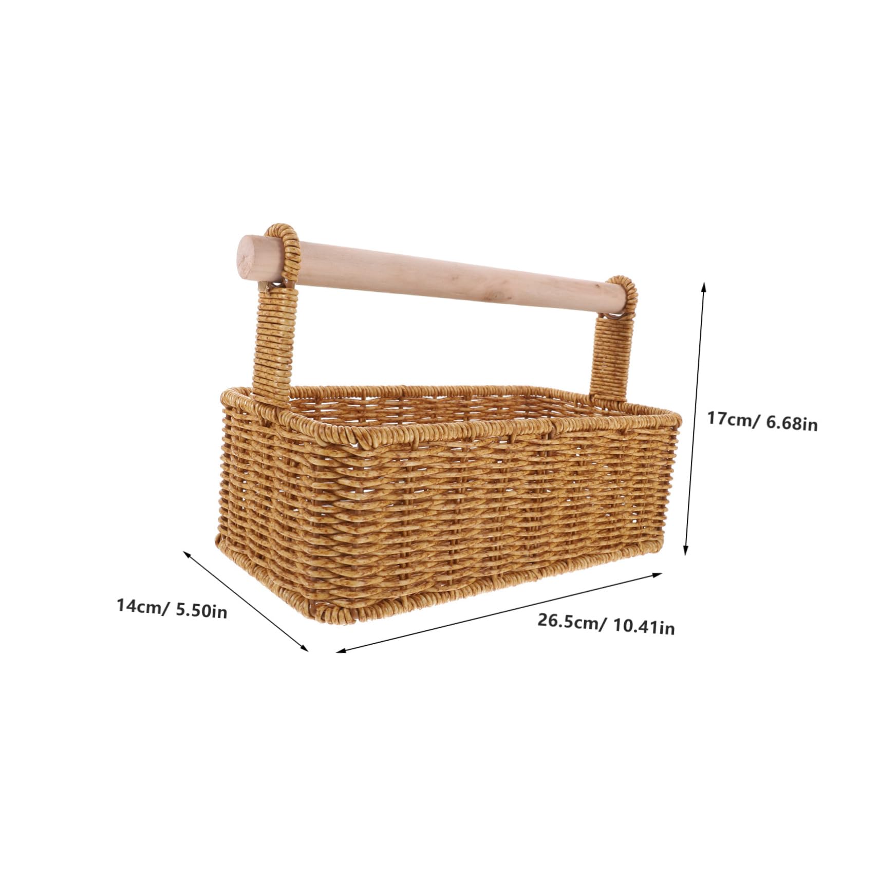 SOLUSTRE Imitation Rattan Storage Basket Hand Woven Rustic Basket for Kitchen Home Organization for Picnics Sundries and Bread Serving Stylish Decor