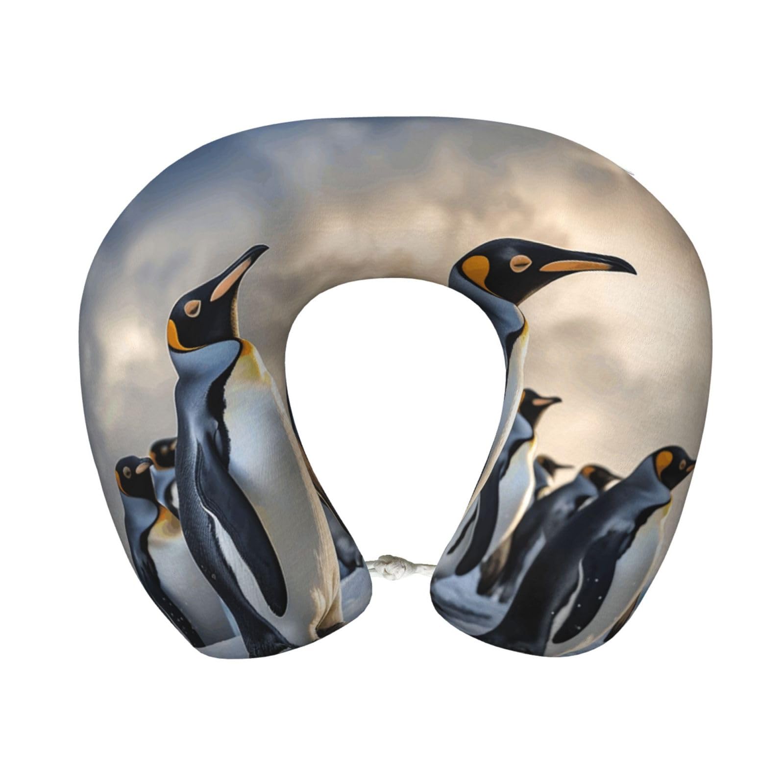 peiyeety Sea Penguin Travel Pillow Memory Foam - Comfortable U Shape Neck Pillows for Sleeping, Neck and Head Support Portable Airplane Pillow Adjustable Flight Pillow, Washable Cover