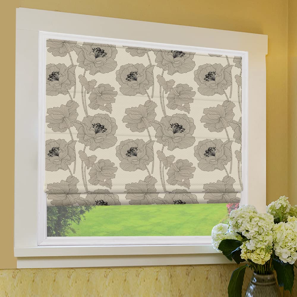 Amazon.com: Cordless Roman Shades Window Blinds, Grey Floral