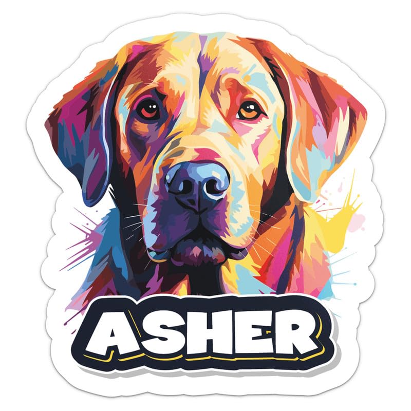 Generic Asher Labrador Dog Name Sticker - Vinyl Waterproof Decal for Car, Laptop, Wall, Window, Water Bottle, Bumper Sticker Size - 3'' Longer Side