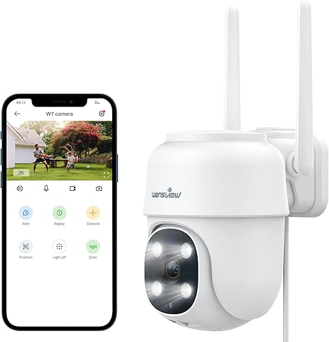 Wansview Cámaras de seguridad 2K inalámbricas para exteriores, cámaras de seguridad WiFi de 2.4G (enchufable) con control remoto en la aplicación