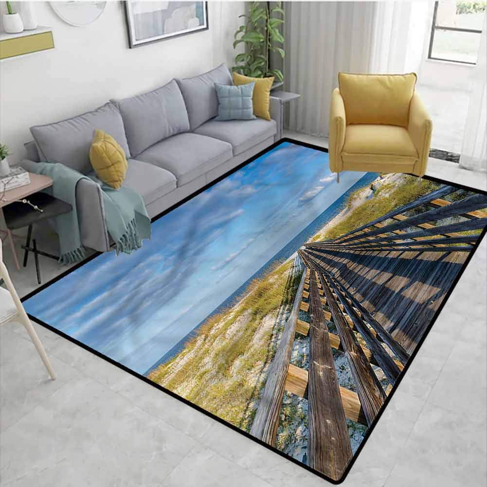 TableCoversHome Beach Vintage Area Rug Dorm Room, Alabama Gulf Coast Summer Pattern Printing Door Mat, Fashionable High Class Living Dinning Room (2'x 3')