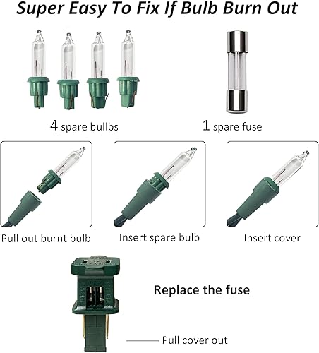 Vista 44 de TW SHINE Mini cadena de luces de Navidad, 20 pies, 100 unidades, incandescentes, mini luces de árbol de Navidad, impermeables, para exteriores, Rojo